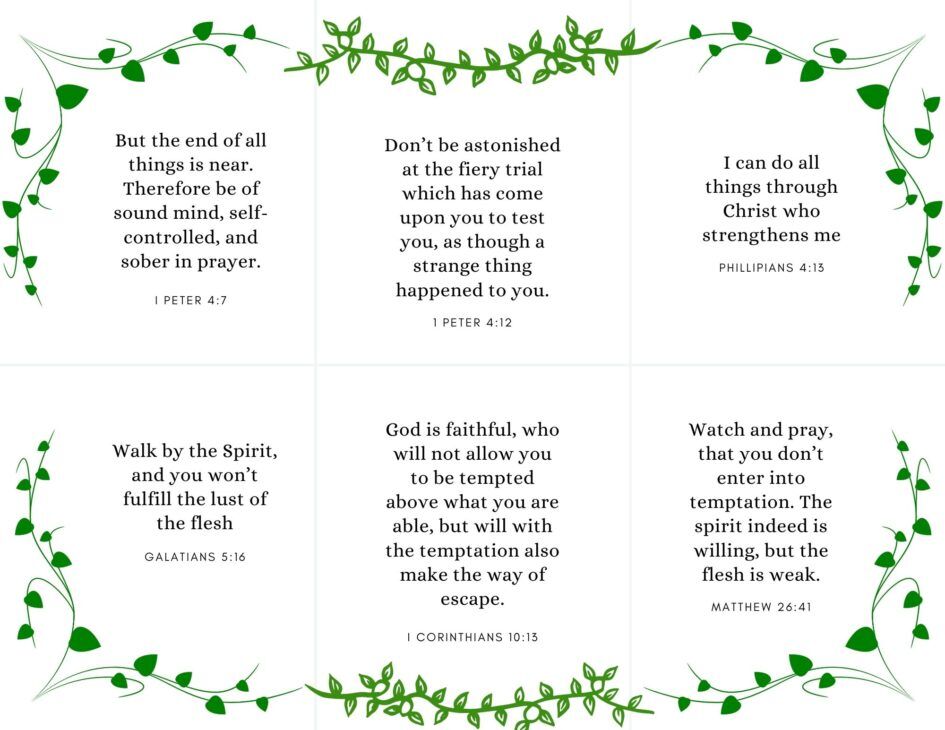 printable scripture cards with self control verses